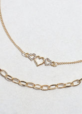 Gold Layered Heart Charm Necklace